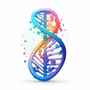 A colorful dna molecule in the shape of the letter s on a white background.