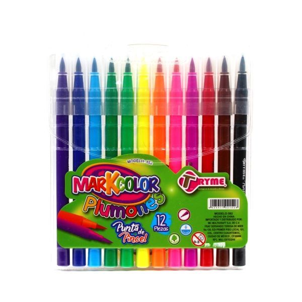 MARCADORES PUNTA PINCEL 12PZS TRYME