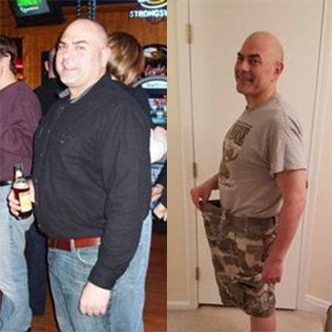 Two pictures of a man before and after losing weight