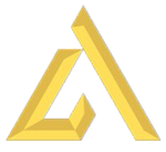 A yellow triangle with a letter a inside of it on a white background.