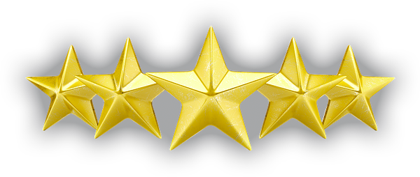 A row of five gold stars on a white background.