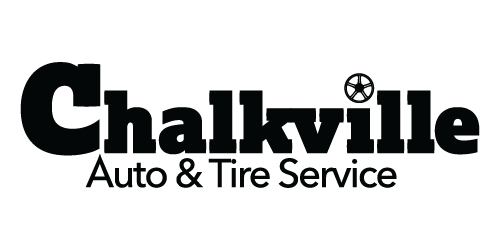 The logo for chalkville auto & tire service is black and white.