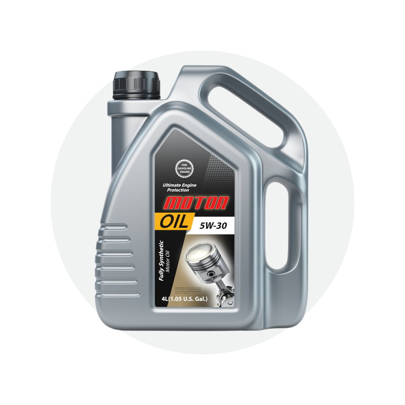 A bottle of motor oil on a white background