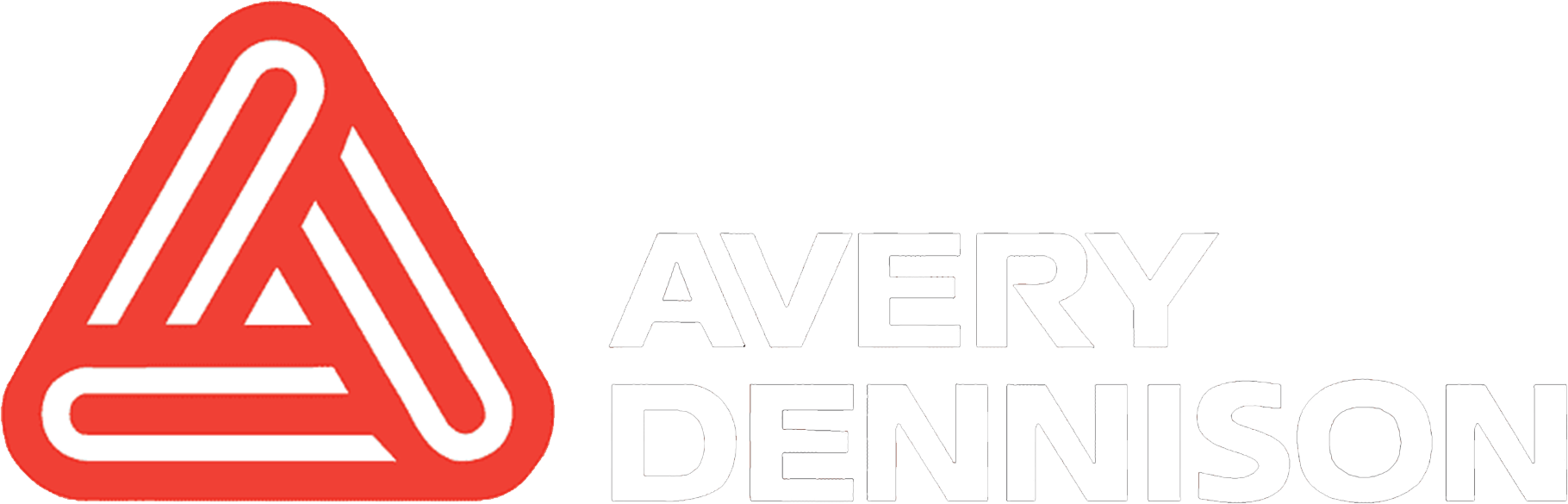 Logo: Red and white triangular design with