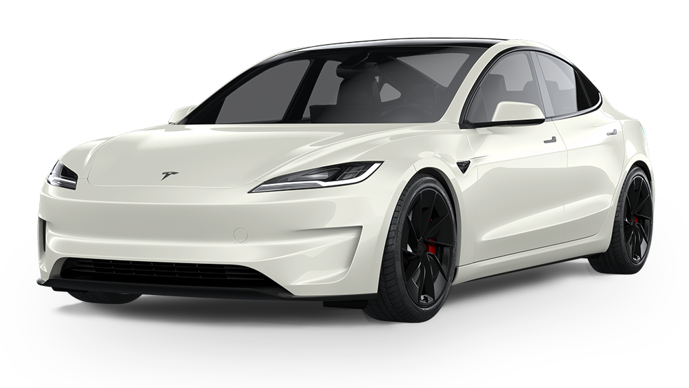 White Tesla Model S sedan with black wheels parked on a surface.