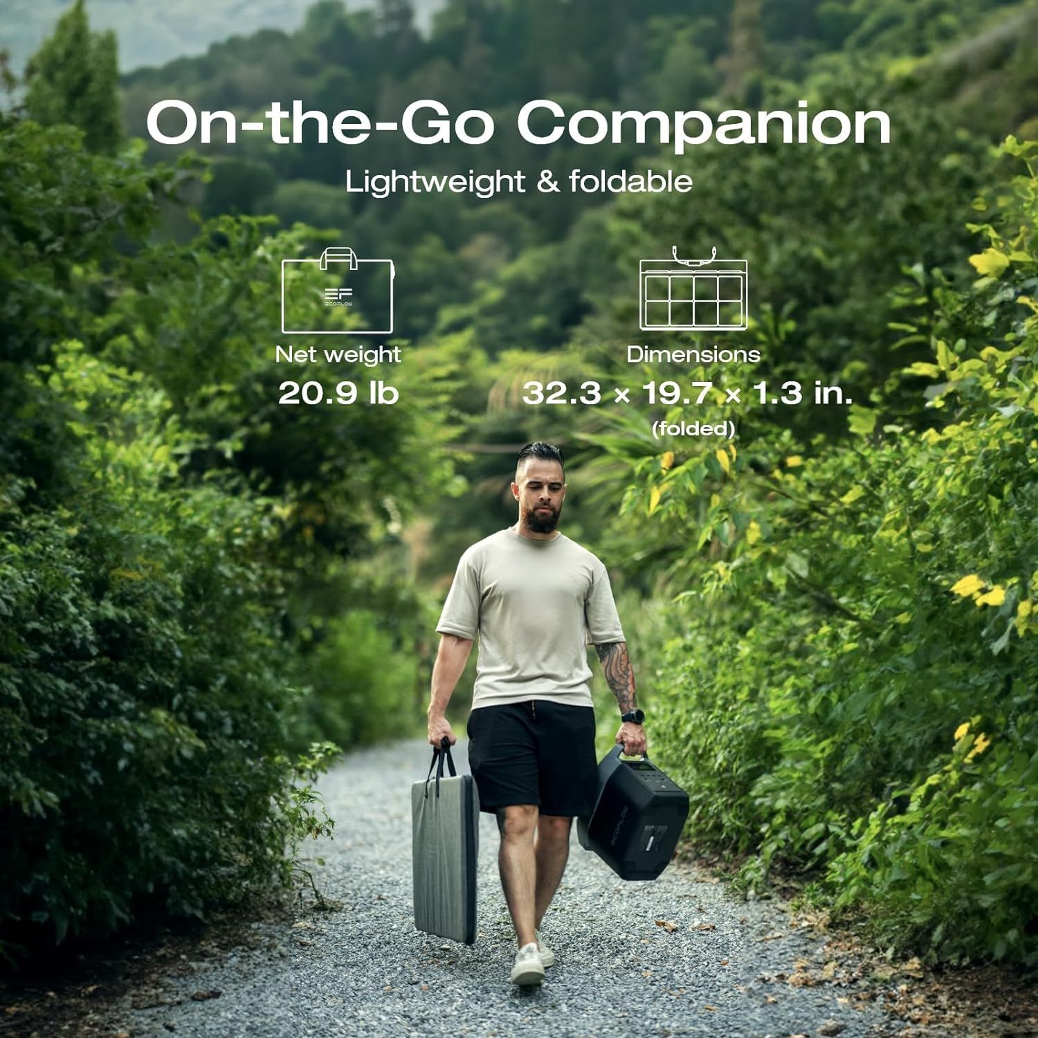 Foldable black solar panel.