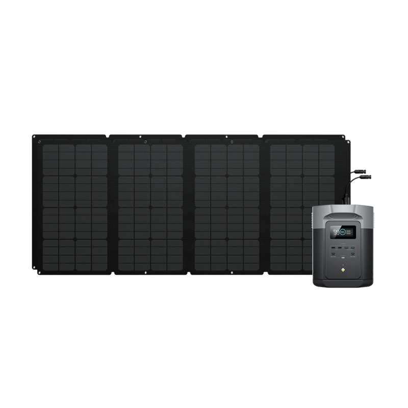 Portable solar panel array with power station, for off-grid electricity generation.