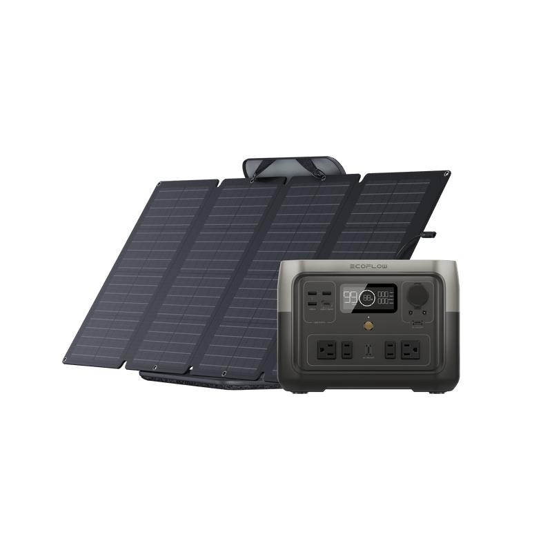 Solar panel array charging a portable power station.