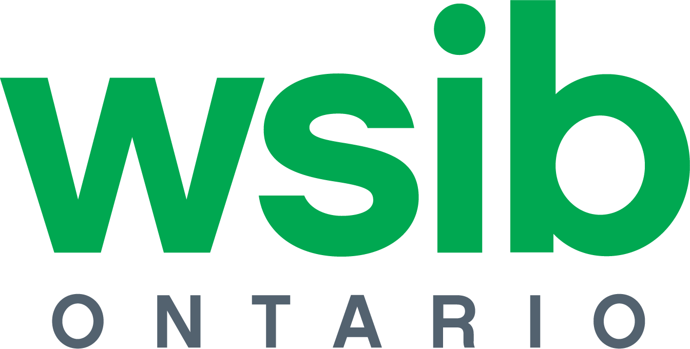 The logo for wsib ontario is green and white on a white background.