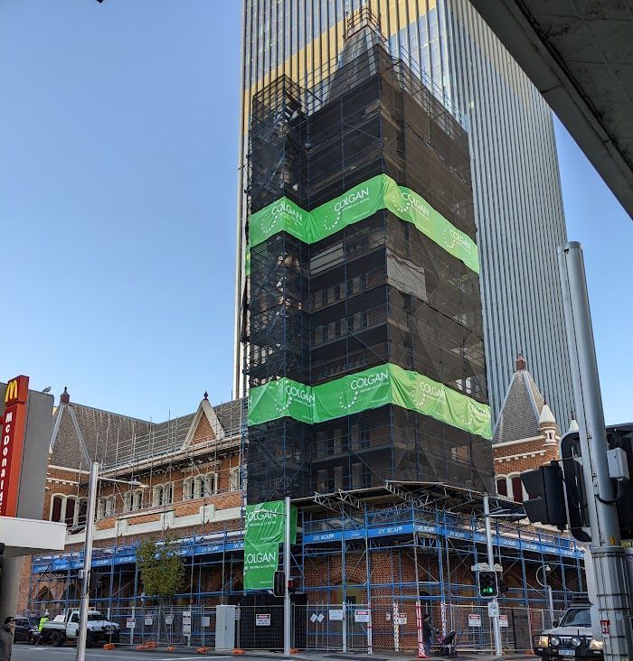 Scaffolding being used for exterior construction work