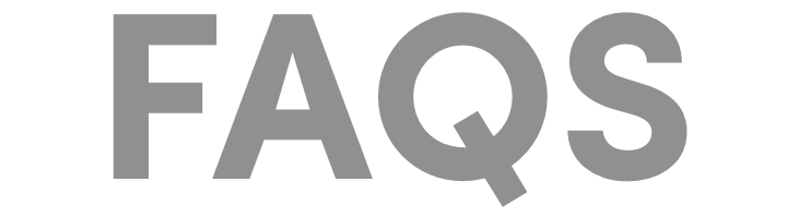 The word faqs is written in gray letters on a white background.