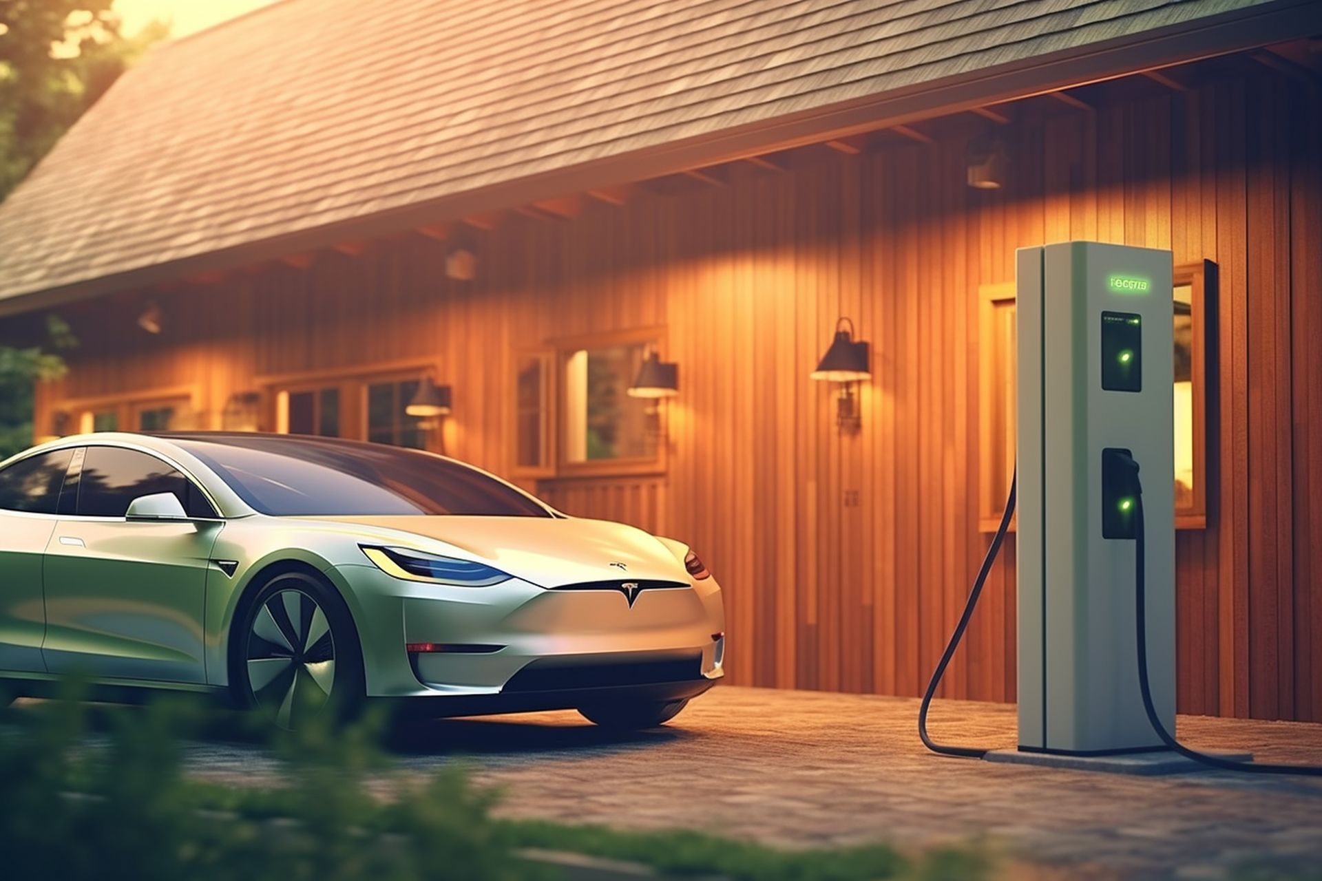 An EV charging station at a residential space.