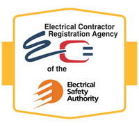 The logo for the electrical contractor registration agency of the electrical safety authority