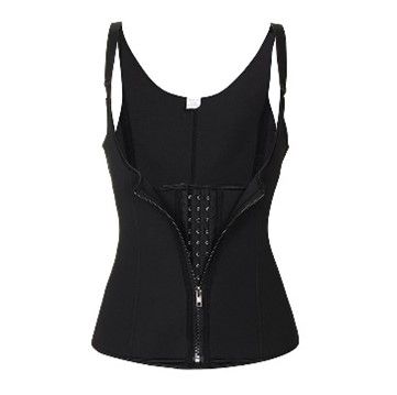 The back of a black waist trainer with a zipper.