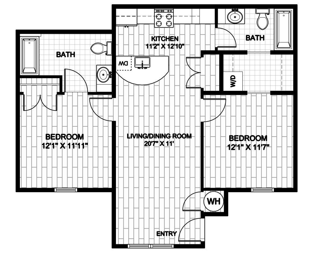 2 bed 2 bath floor plan