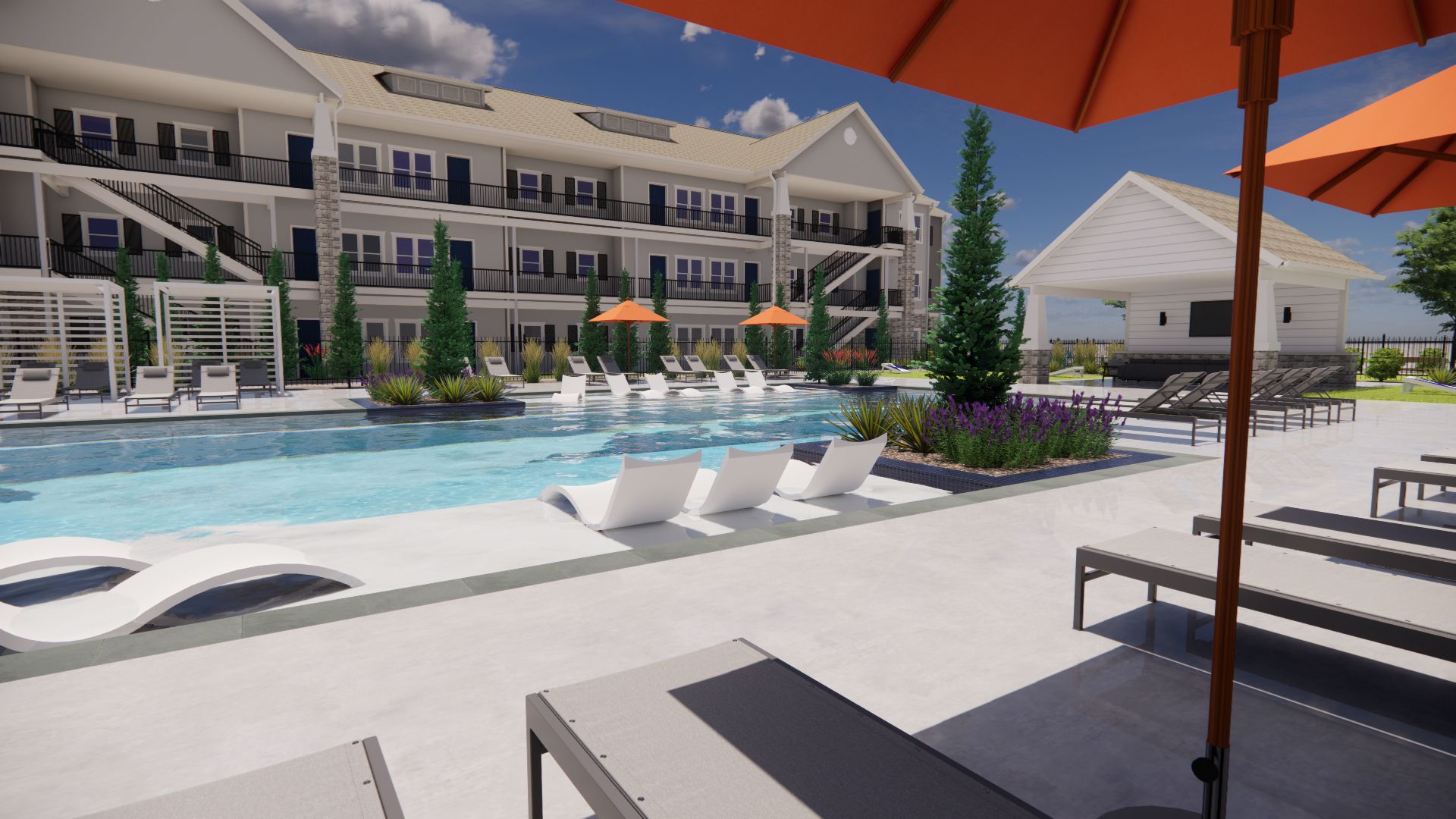 Apartment Pool Area Rendering