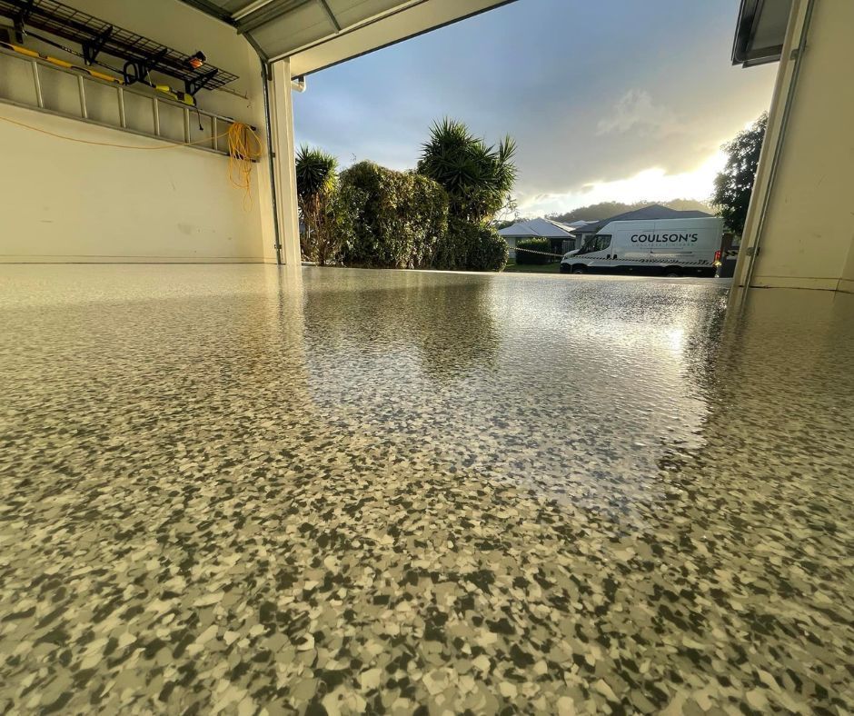 A honed concrete driveway