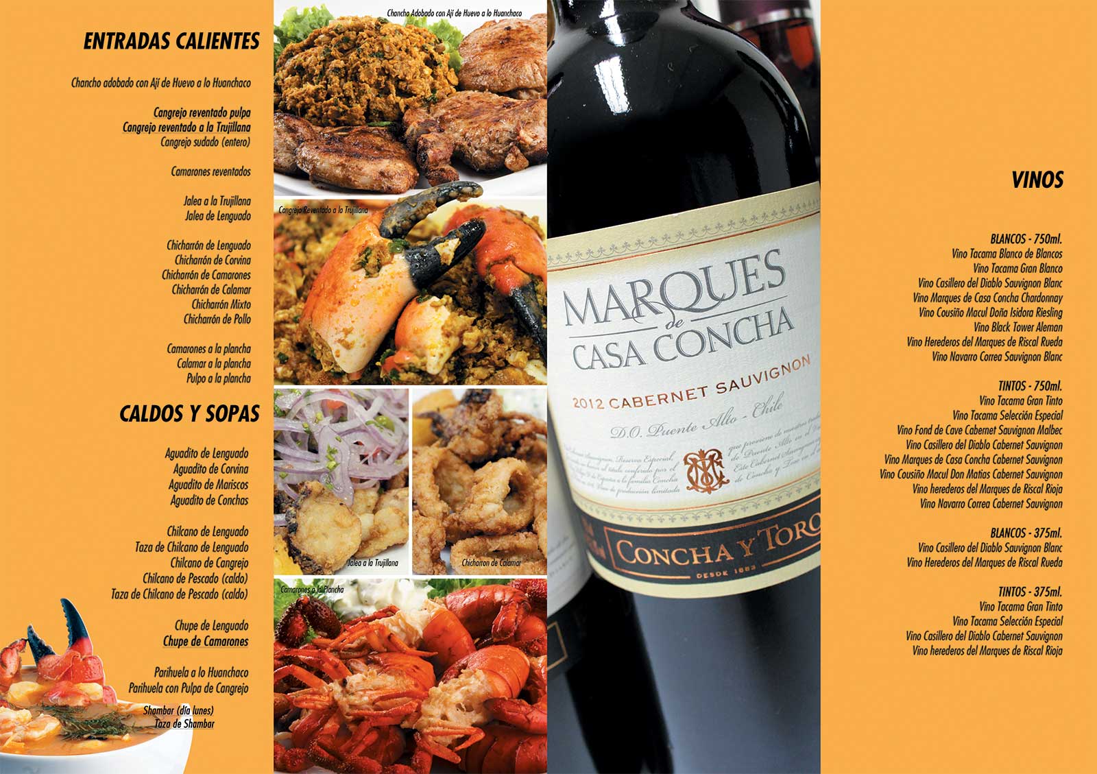 menu restaurante huanchaco
