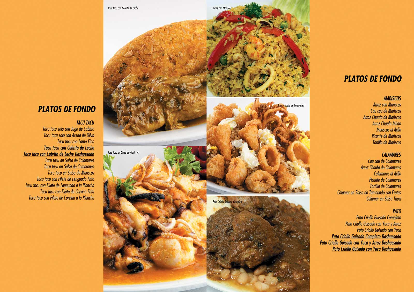 menu restaurante huanchaco