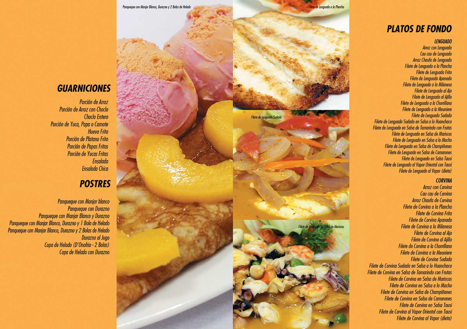 menu restaurante huanchaco