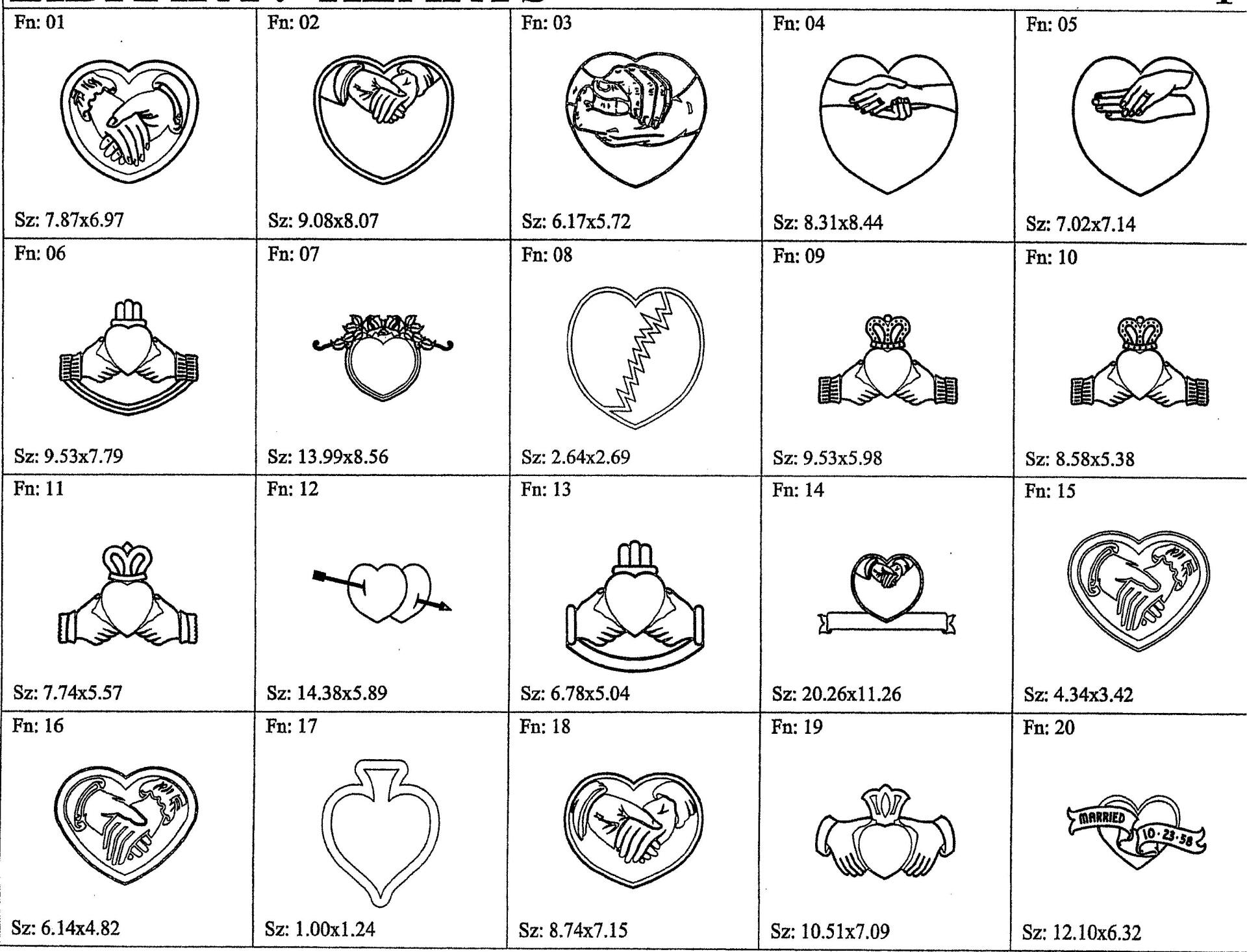 a bunch of drawings of hearts on a white background