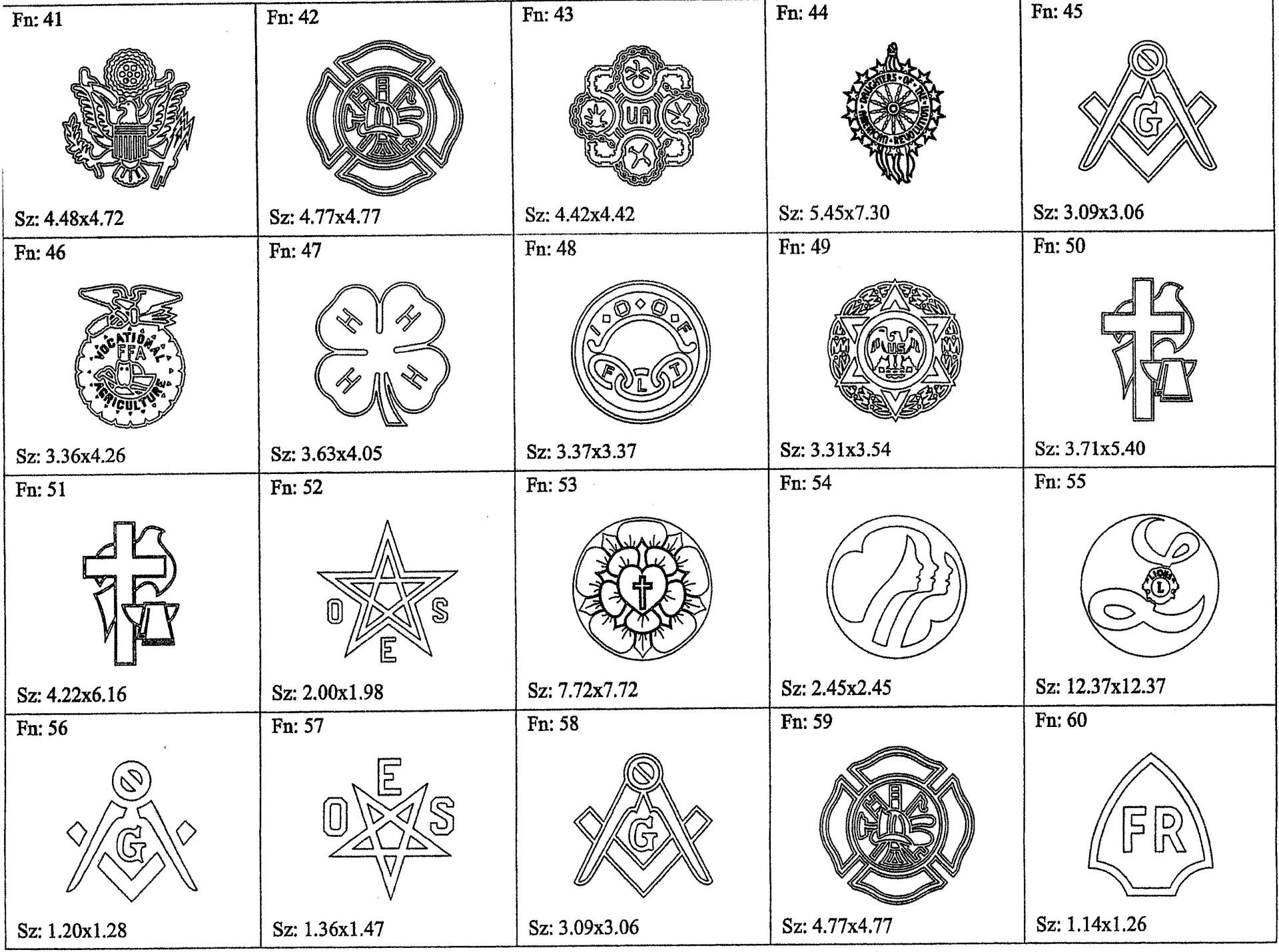 a black and white drawing of various masonic symbols