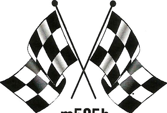 two black and white checkered flags are crossed over each other