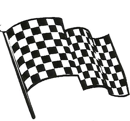 a black and white checkered flag is waving in the wind .