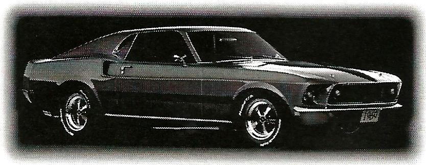 a black and white photo of a ford mustang