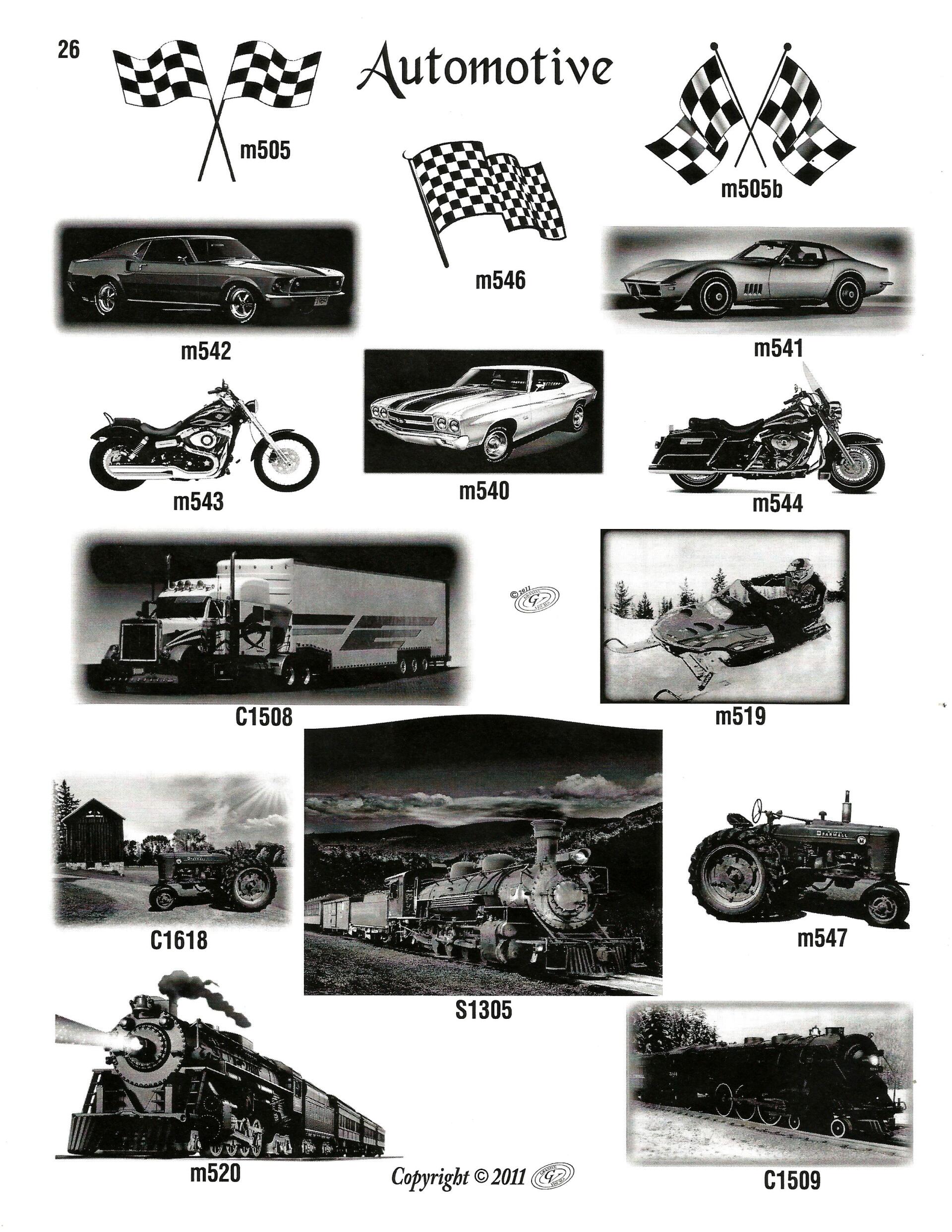 a black and white poster of various automotive vehicles