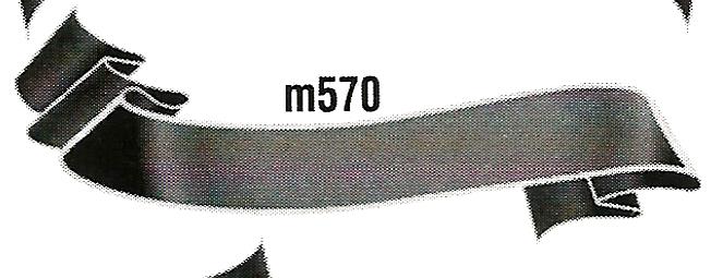 a black and white ribbon with the word m570 on it .