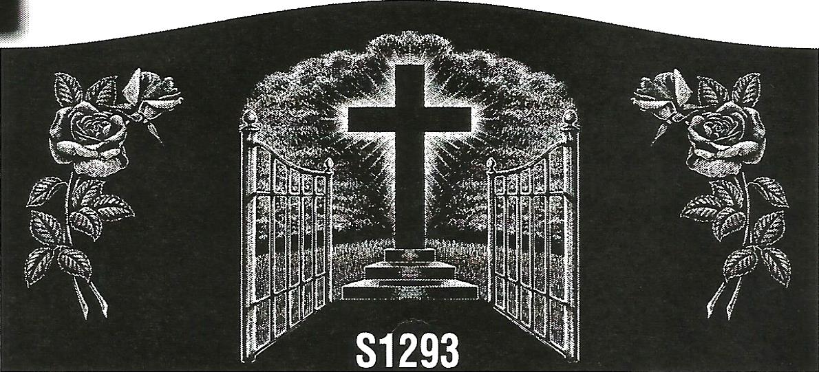 a black and white picture of a cross with the number s1293
