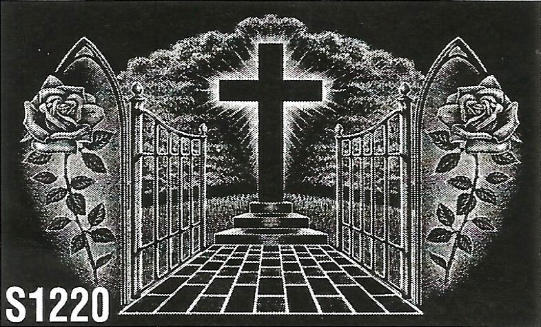 a black and white drawing of a cross with the number s1220 on the bottom