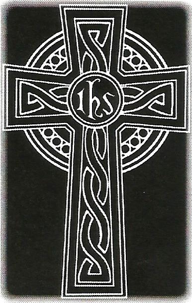 a black and white cross with the letters ihs in the center