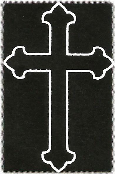 a white cross is on a black background .