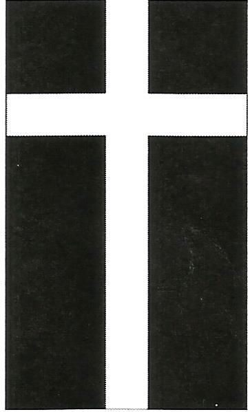 a black and white cross on a white background .