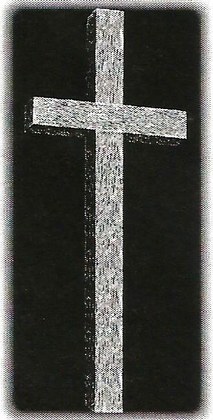 a black and white photo of a cross on a black background .