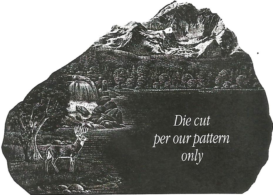 a black and white drawing of a mountain says die cut per our pattern only