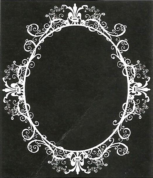a black background with a white oval frame around it