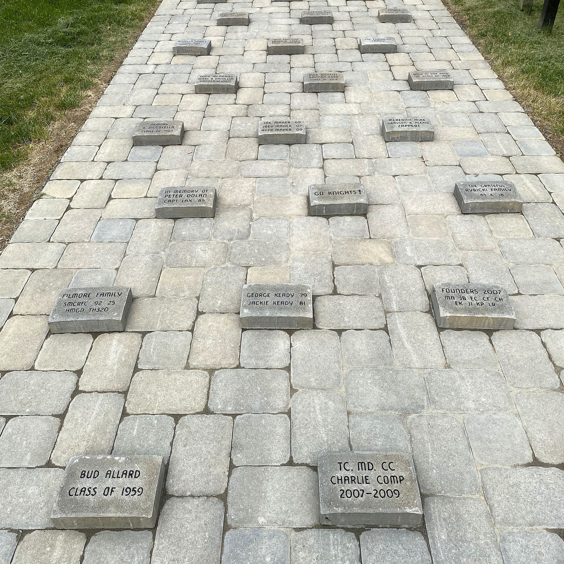 Lettered pavers installed by Champlain Monuments