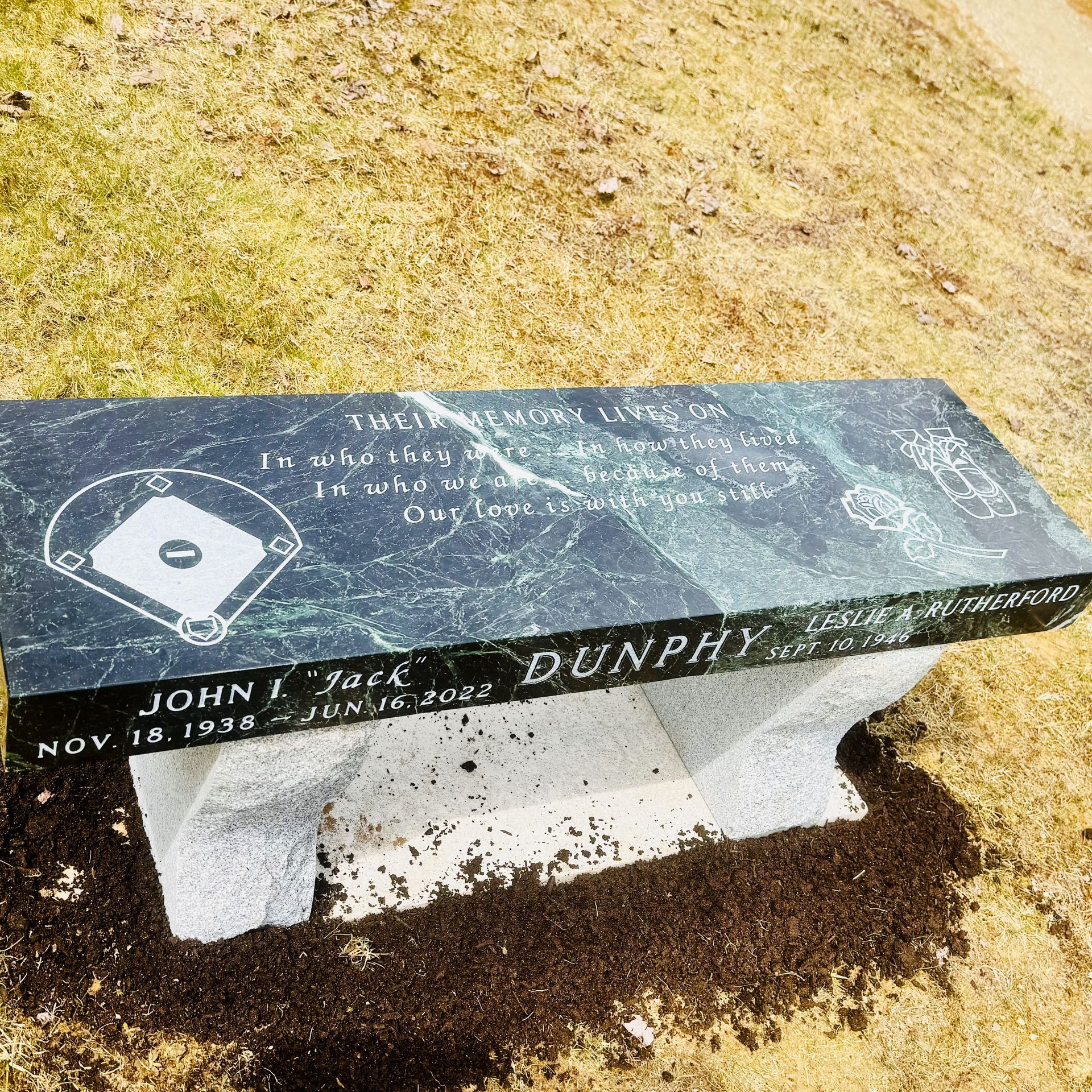 VT Verde bench installed by Champlain Monuments.