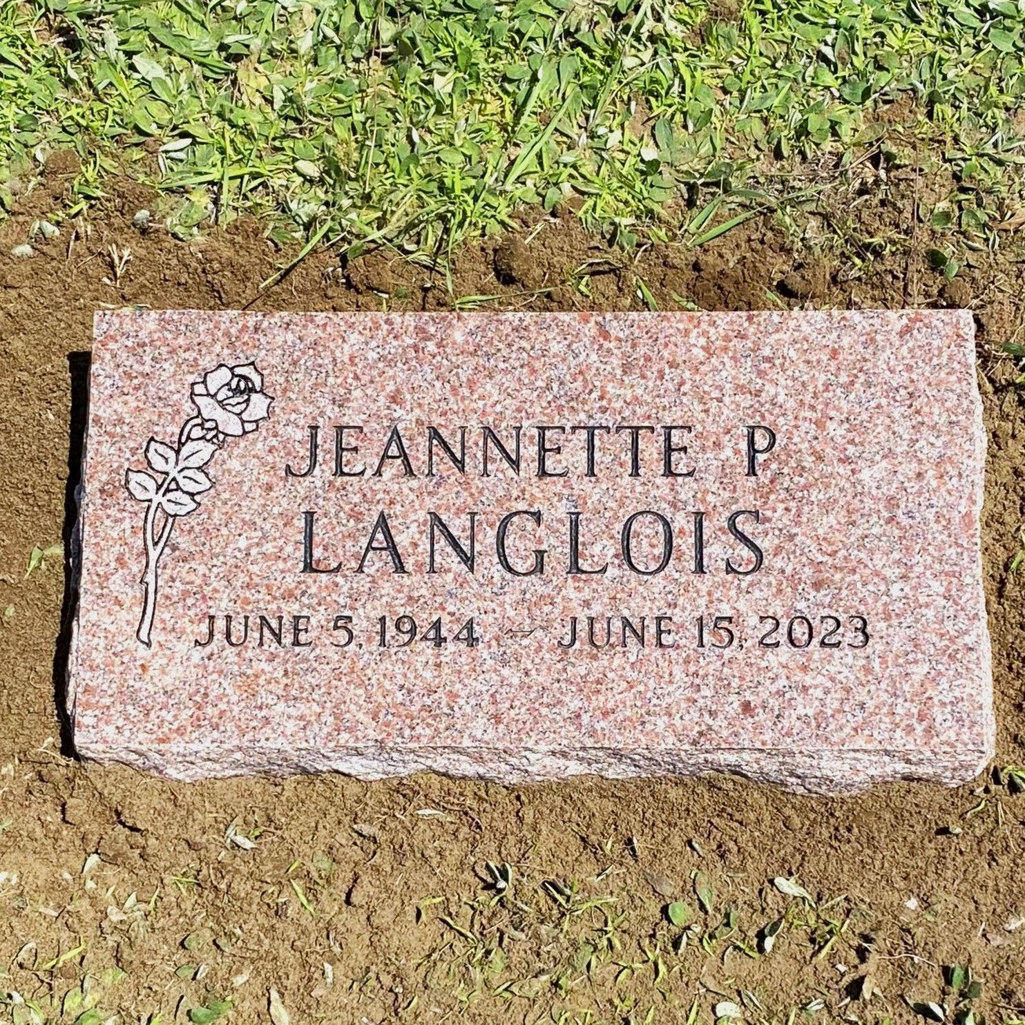 Pink marker installed by Champlain Monuments