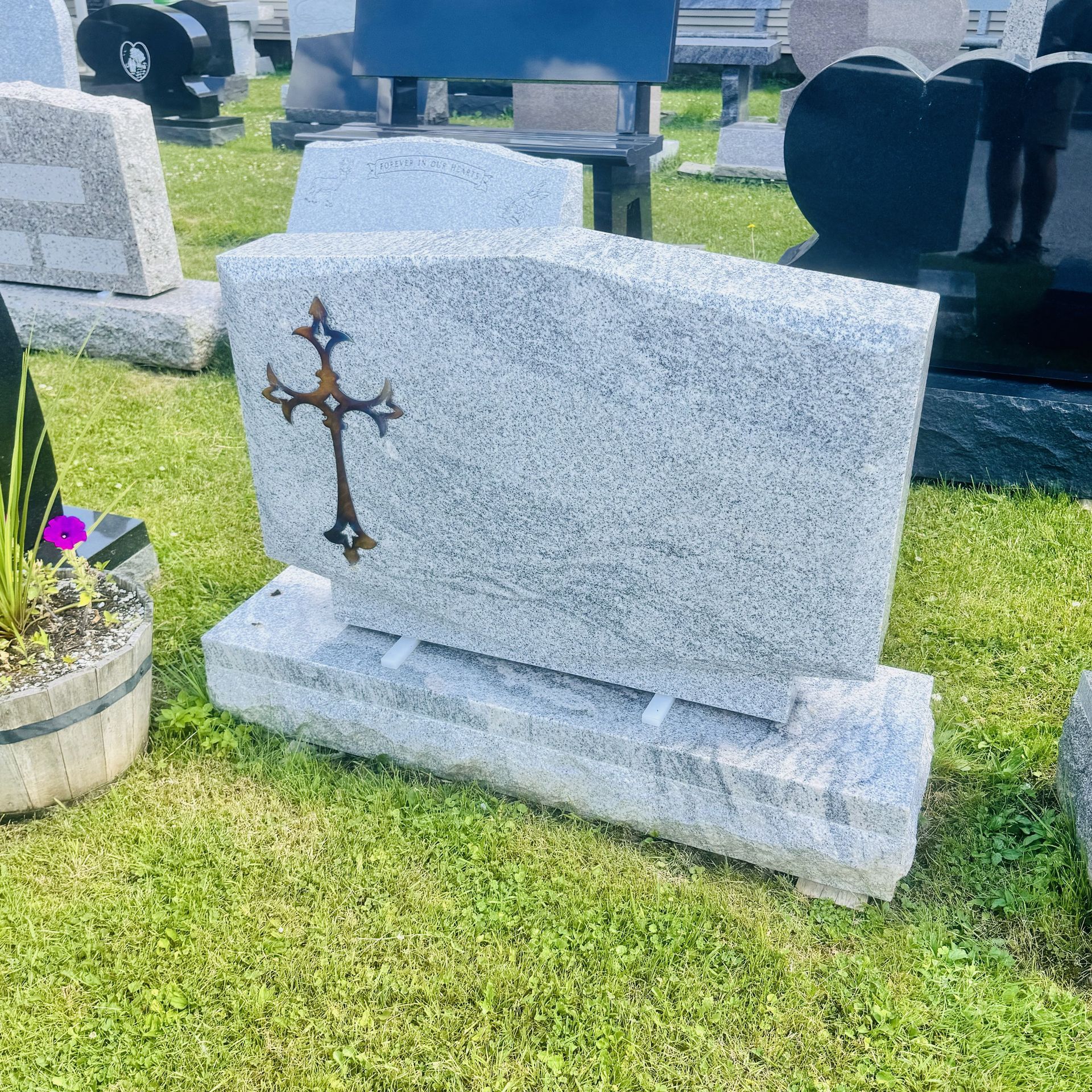 Custom headstone from Champlain Monuments.