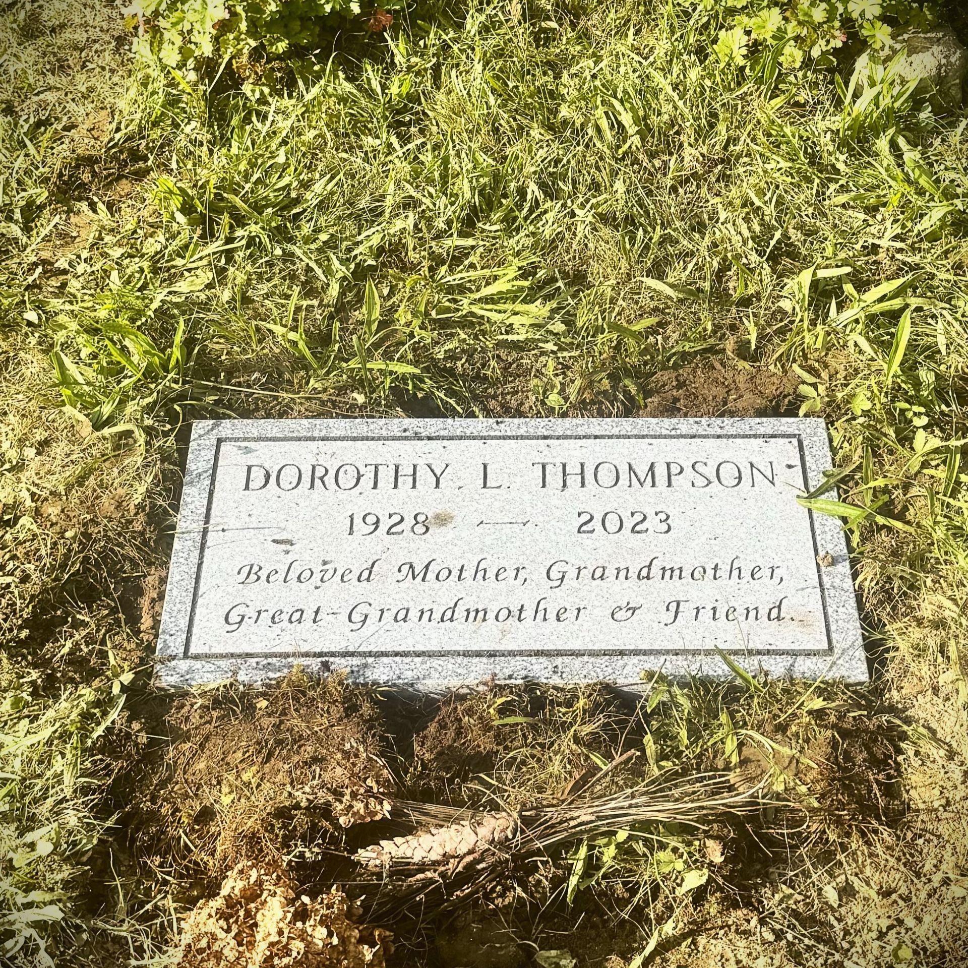 Grave marker installed by Champlain Monuments