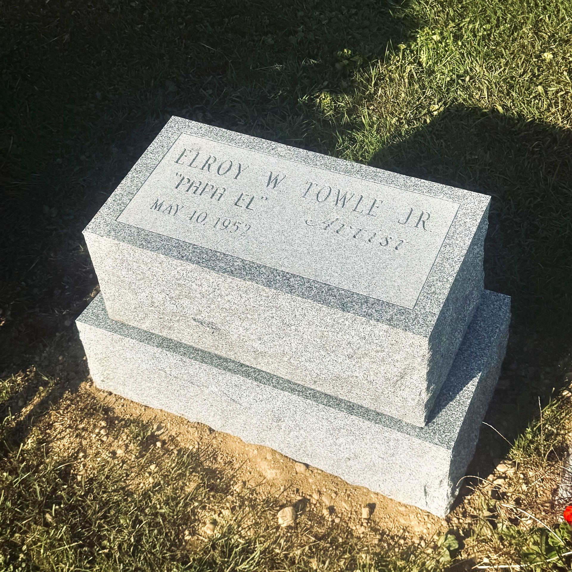 Barre Grey hickey marker with a base installed by Champlain Monuments
