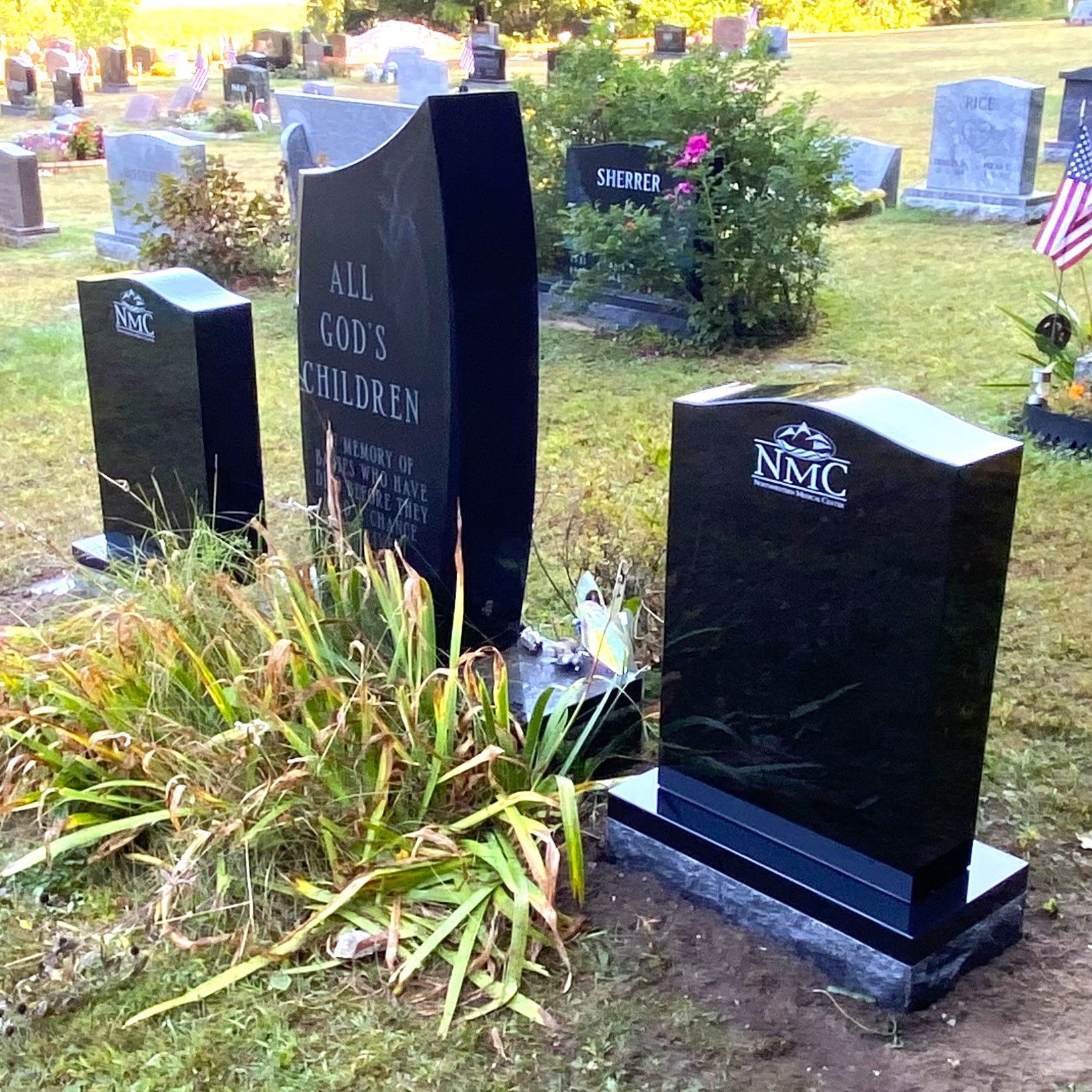 Black granite etching memorial by Champlain Monuments