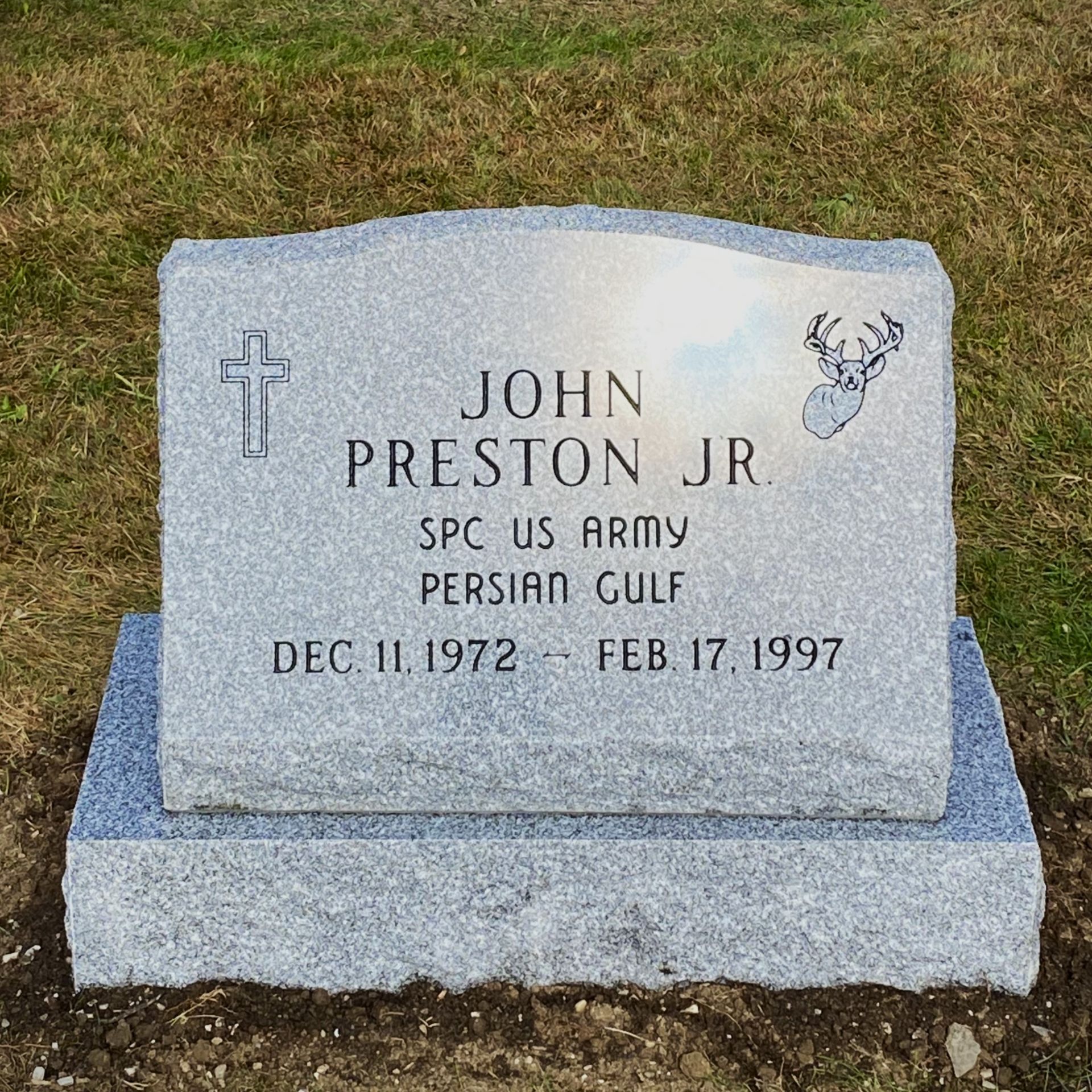 granite slant monument installed by Champlain Monuments