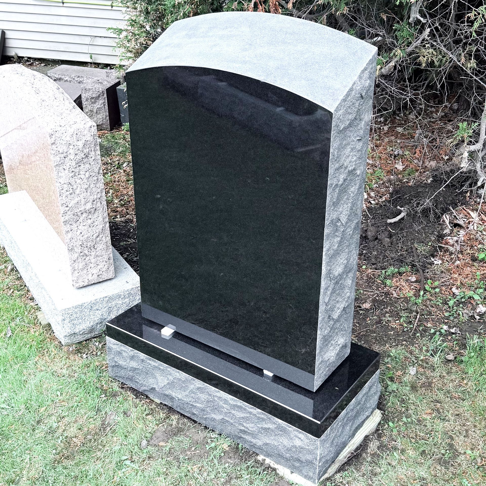 Custom black monument at Champlain Monuments