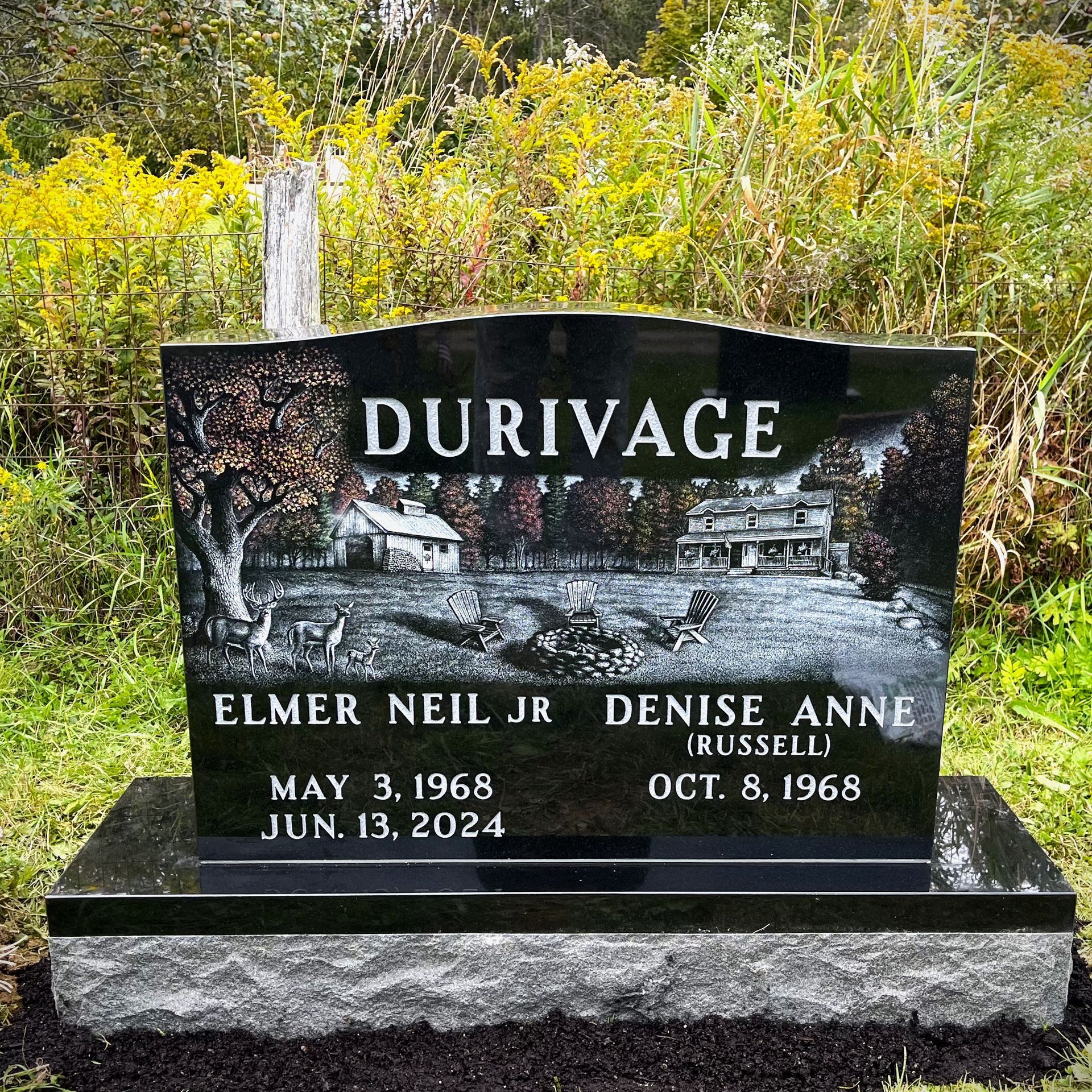 Black granite etching memorial by Champlain Monuments