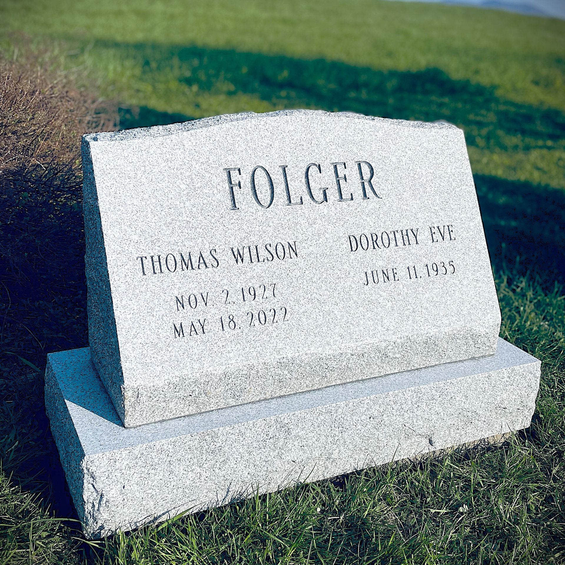 Barre Grey granite slant monument installed by Champlain Monuments